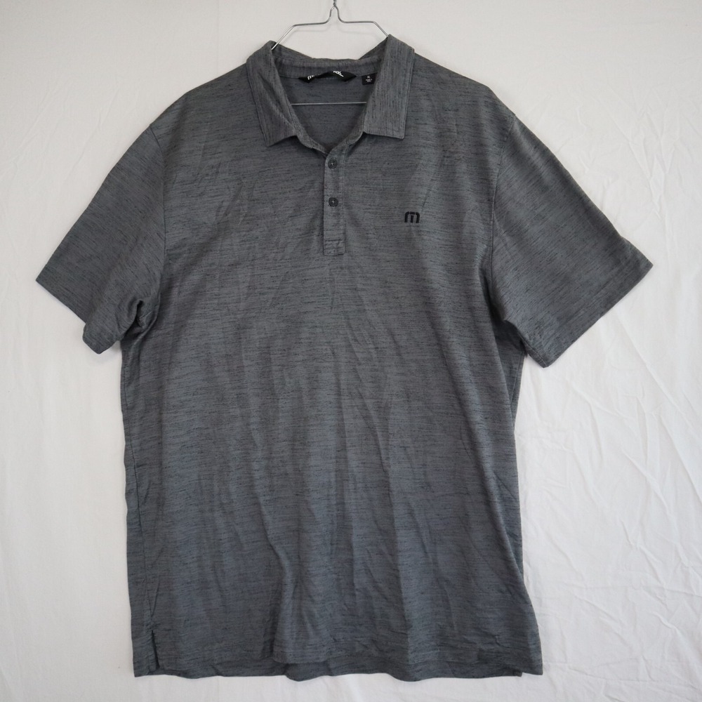 Travis Mathew Polo Shirt Mens XL‎ Golf Casual Logo Dark Gray Short Sleeve